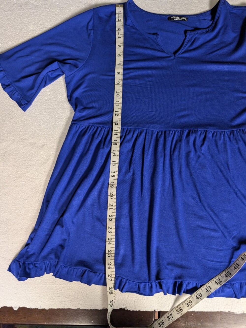 Heimish USA Royal Blue Ruffle Hem Babydoll Tunic Top Large A-227 - Picture 8 of 11